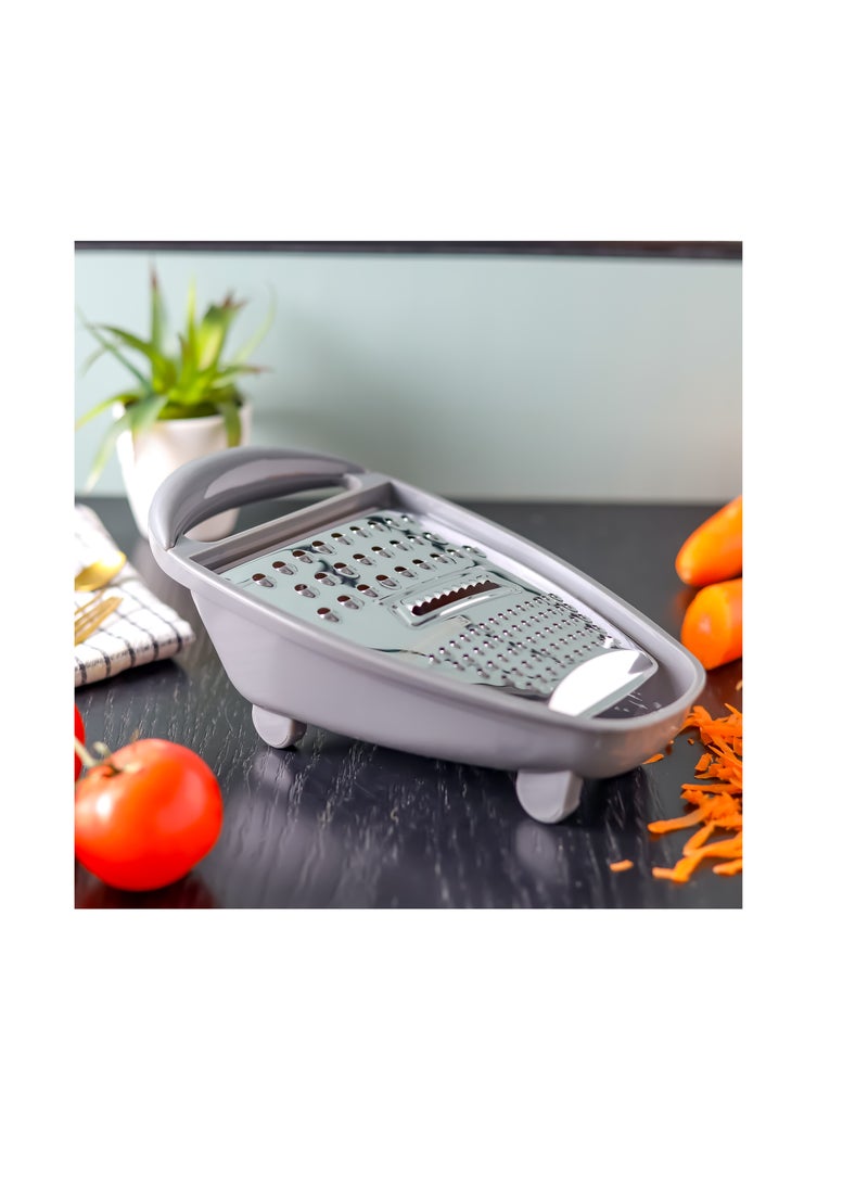 رويال فورد - Royalford Stainless Steel 3-in-1 Grater- RF12349/ with Collecting Container, TPR handle, Light-Weight and Compact Design/ Multiple Grating Style, Suitable for any Kind of Grating Fruits Silver - Image 1