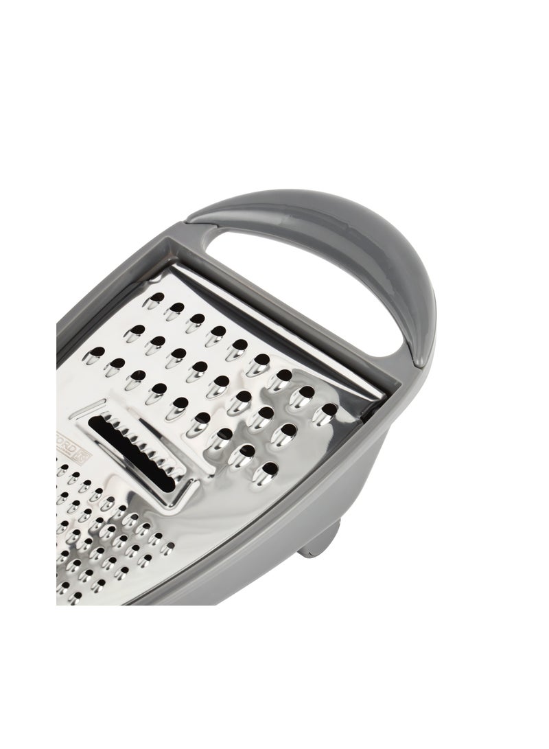 رويال فورد - Royalford Stainless Steel 3-in-1 Grater- RF12349/ with Collecting Container, TPR handle, Light-Weight and Compact Design/ Multiple Grating Style, Suitable for any Kind of Grating Fruits Silver - Image 1