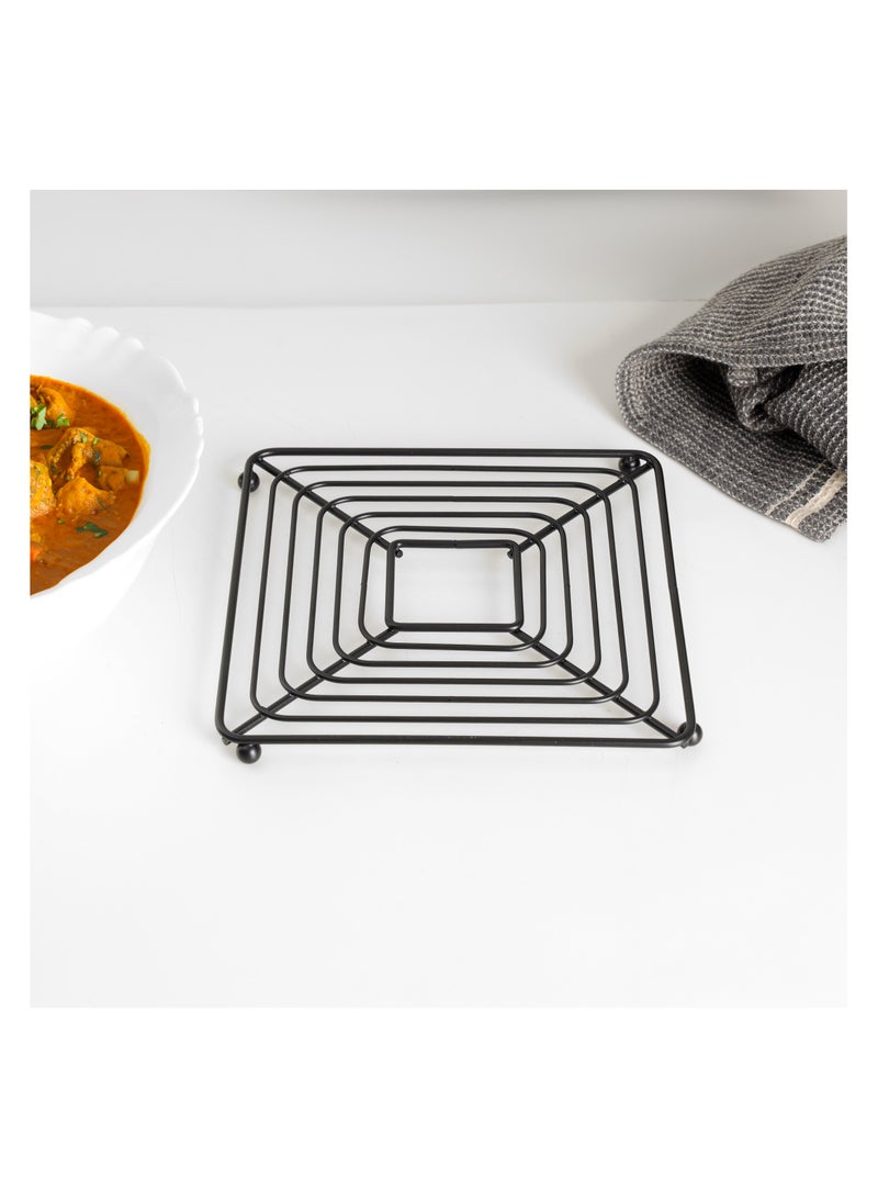Royalford Trivet Square Ring- RF12448/ 18 cm Iron Heat Pad for Hot Utensils, Pot, Heat-Resistant Stand Black - Image 1