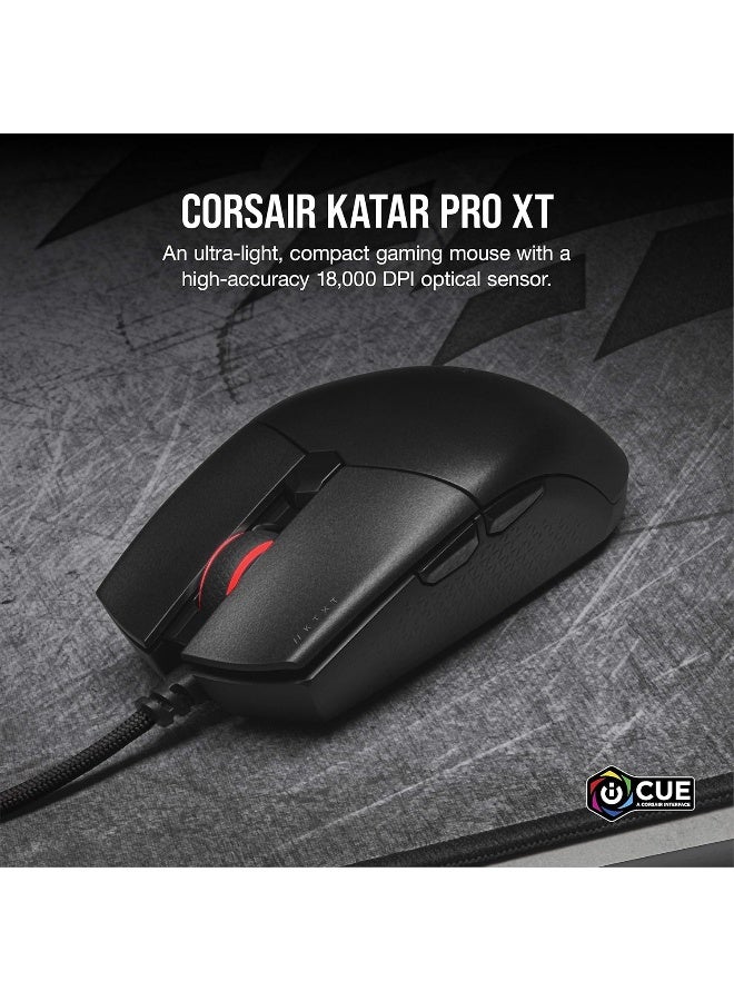 CORSAIR Katar Pro Xt Ultra-Light Gaming Mouse- 18K Dpi Pixart Optical Sensor- RGB Scroll Wheel Lighting- 6 ProgRAMmable Buttons- Lightweight Paracord Cable - Image 2