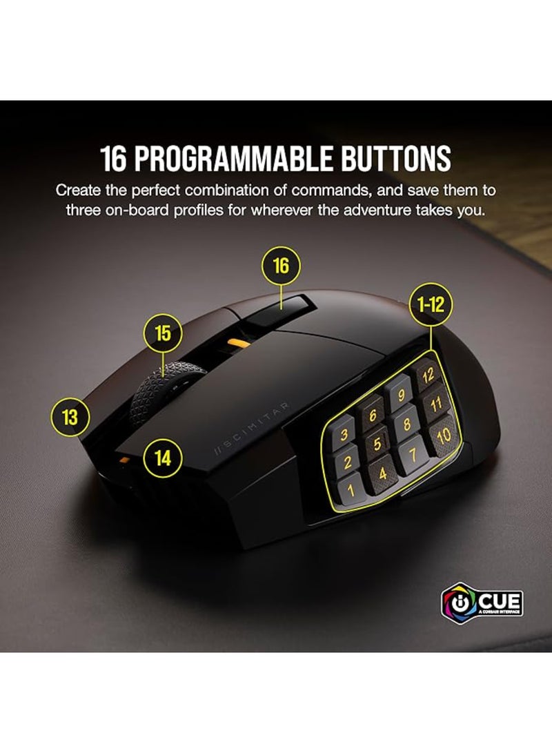 كورسير Scimitar Elite Wireless Gaming Mouse, Wireless, Backlit Rgb Led, 26000 Dpi, Optical, (Ch-9314311-Ap)  - Image 3