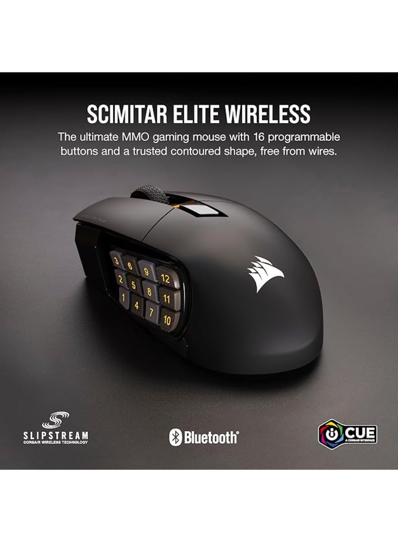 كورسير Scimitar Elite Wireless Gaming Mouse, Wireless, Backlit Rgb Led, 26000 Dpi, Optical, (Ch-9314311-Ap)  - Image 2