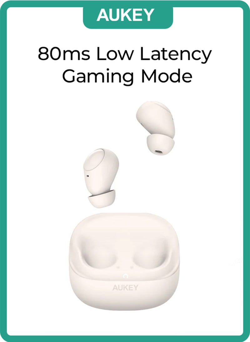 Aukey Move Vibe Wireless Earbuds True Wireless Eearbudss، BT 5.3, IPX4 Waterproof, 20 Battrey Life, 3.5g Weight,Touch control, Voice assistant EP-M3A White - Image 1