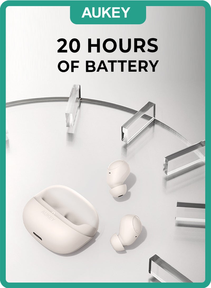 Aukey Move Vibe Wireless Earbuds True Wireless Eearbudss، BT 5.3, IPX4 Waterproof, 20 Battrey Life, 3.5g Weight,Touch control, Voice assistant EP-M3A White - Image 4