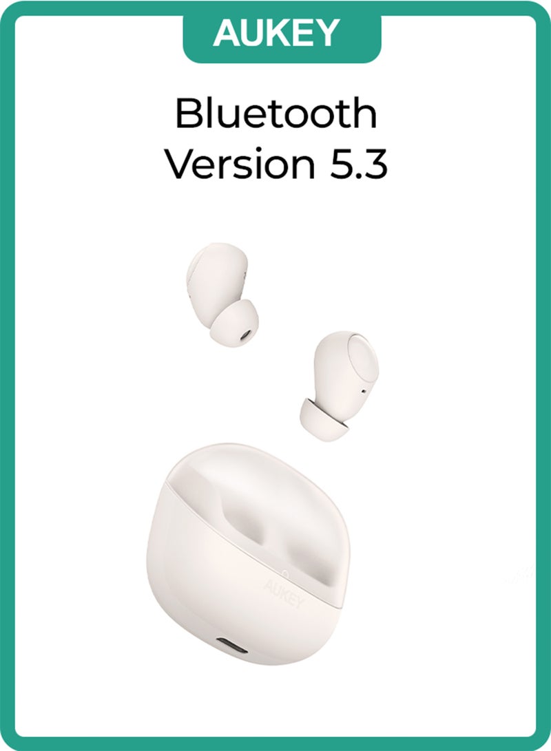Aukey Move Vibe Wireless Earbuds True Wireless Eearbudss، BT 5.3, IPX4 Waterproof, 20 Battrey Life, 3.5g Weight,Touch control, Voice assistant EP-M3A White - Image 2