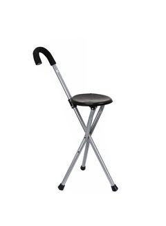 Toshionics Folding Lightweight Cane Seat Adjustable Walking Stick Chair Stool Portable Medical Tripod Walking Stick With Cushion Handle Sturdy Aluminum Alloy Foldable Cane  - Image 1