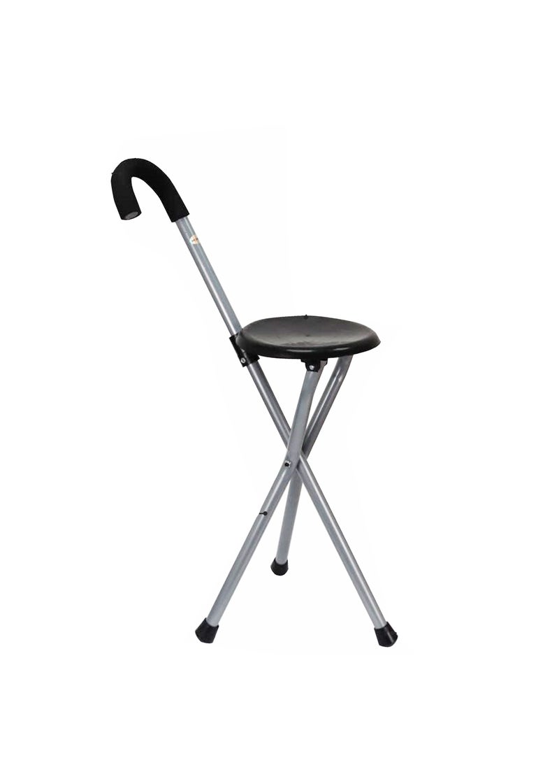 Toshionics - Folding Lightweight Cane Seat Adjustable Walking Stick Chair Stool Portable Medical Tripod Walking Stick With Cushion Handle Sturdy Aluminum Alloy Foldable Cane - Image 1