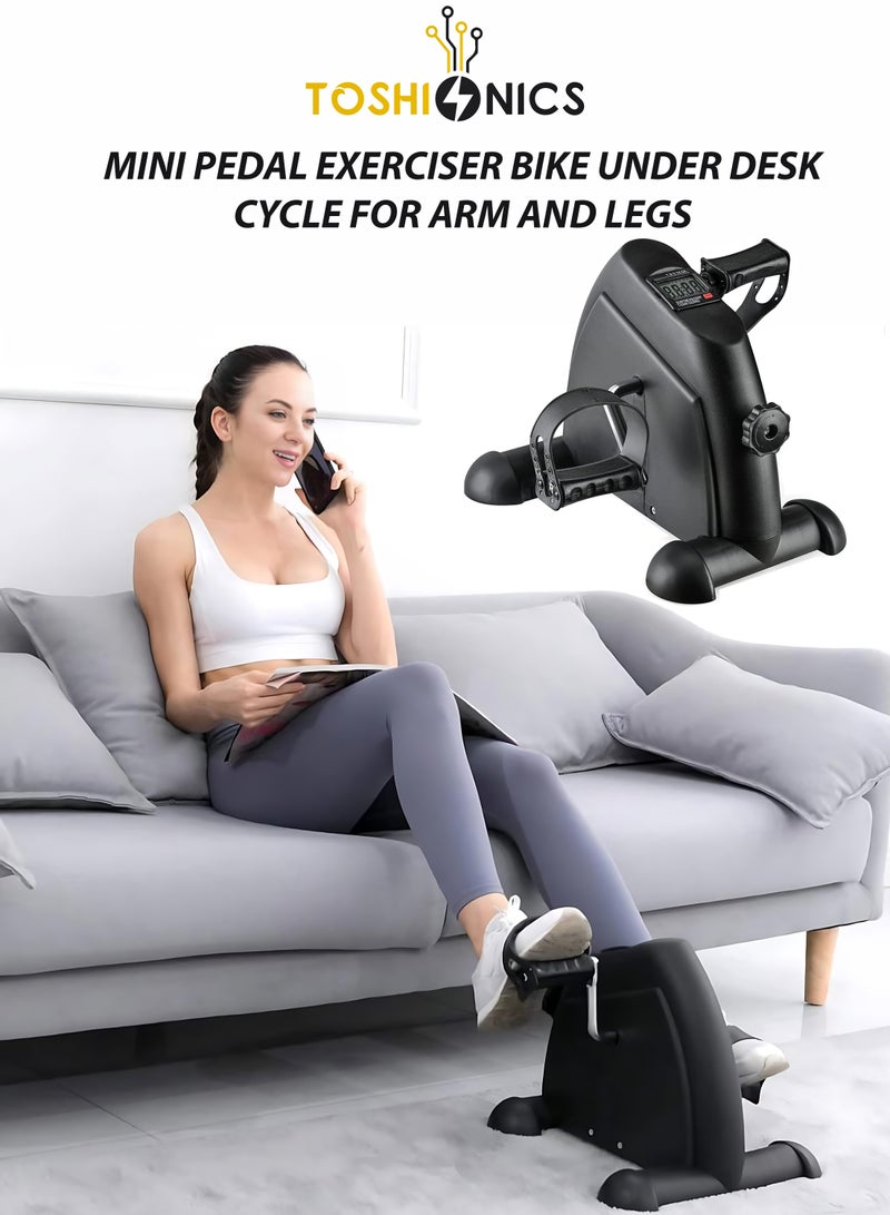 توشيونيكس Mini Pedal Exerciser Bike Portable Under Desk Cycle for Arm and Leg Exercise Adjustable Resistance LCD Monitor Compact and Lightweight Easy to Use for Home Gym Office and Physiotherapy - Image 2