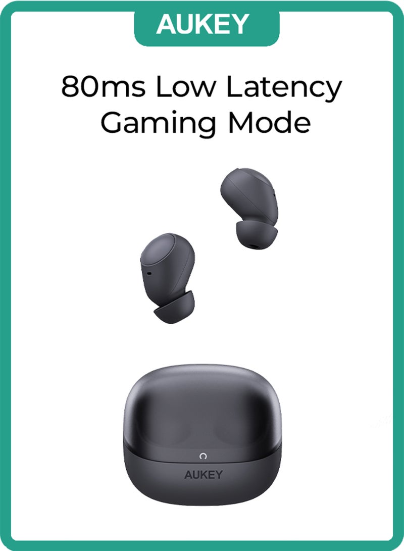 Aukey Move Vibe Wireless Earbuds True Wireless Eearbudss، BT 5.3, IPX4 Waterproof, 20 Battrey Life, 3.5g Weight,Touch control, Voice assistant
 EP-M3A Gray Grey - Image 1