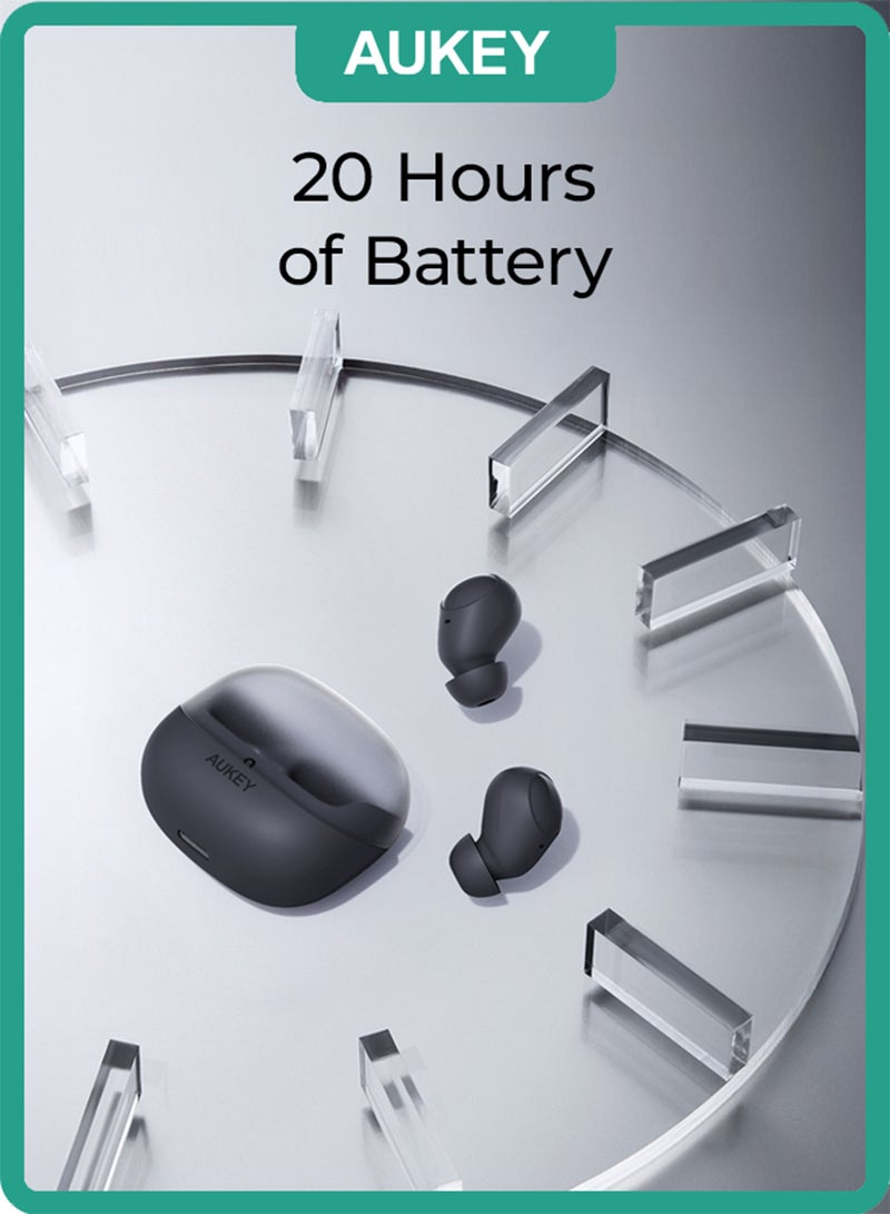 Aukey Move Vibe Wireless Earbuds True Wireless Eearbudss، BT 5.3, IPX4 Waterproof, 20 Battrey Life, 3.5g Weight,Touch control, Voice assistant
 EP-M3A Gray Grey - Image 3