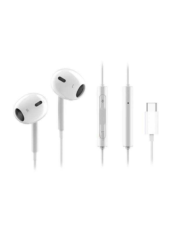 أوكي Trail Play, wired earbuds, Control buttons, USB-C,iPhone and Android, EP-CC1 White White  - Image 2