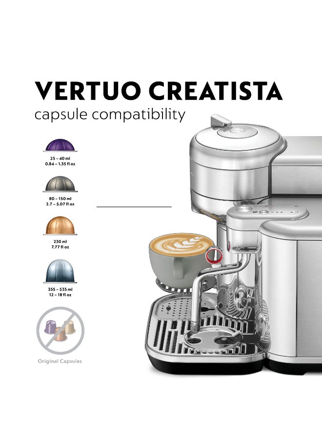 Nespresso Vertuo Creatista GCV5 Capsule Coffee Machine, With Automatic Milk Frother Wand for Latte Art And Cappuccino, Brews 7 Cup Sizes for Black Coffee, 2 L 1500 W GCV5-GB-ME-NE Stainless Steel - Image 4
