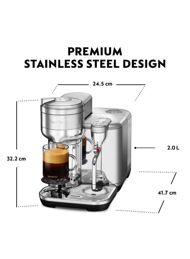 Nespresso Vertuo Creatista GCV5 Capsule Coffee Machine, With Automatic Milk Frother Wand for Latte Art And Cappuccino, Brews 7 Cup Sizes for Black Coffee, 2 L 1500 W GCV5-GB-ME-NE Stainless Steel - Image 5