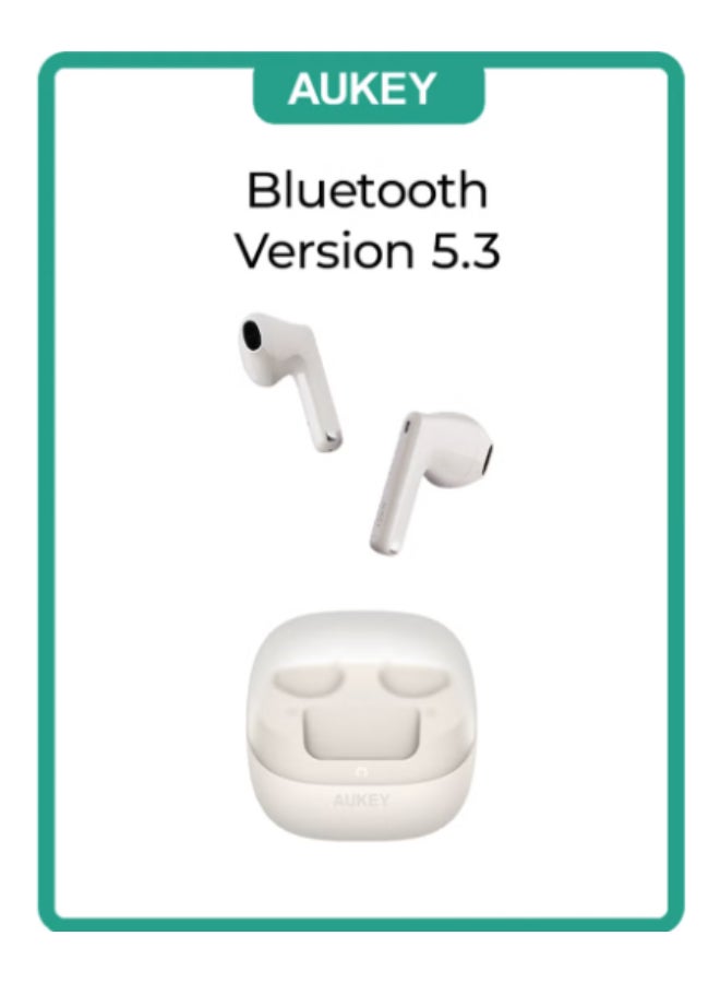 Aukey Move Vibe Wireless Earbuds True Wireless Earbuds BT 5.3, IPX4 Waterproof, 25 Battery Life, 3.5g Weight,Touch Control EP-M4 White - Image 1