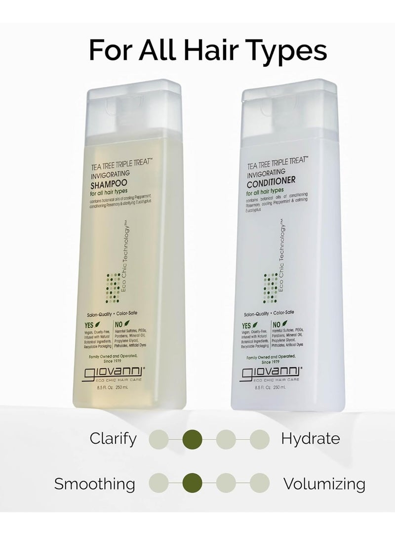 Giovanni Tea Tree Triple Treat Invigorating Shampoo & Conditioner Set - Cooling Peppermint, Eucalyptus, Rosemary, Helps Dry, Flaky Scalp, Salon Quality, Vegan, Cruelty Free, Paraben Free - 24 oz Each  - Image 3