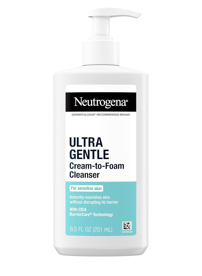 نيوتروجينا غسول وجه يومي كريمي يتحول إلى رغوة، ينظف البشرة الحساسة بلطف، خالي من العطور، مضاد للحساسية - Image 1