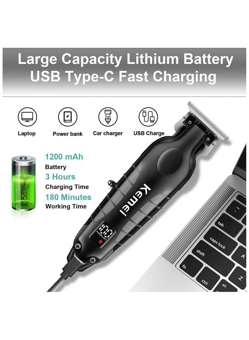 كيمي مقص شعر احترافي للرجال 2293 ماكينة حلاقة كهربائية بشفرة T قابلة لإعادة الشحن بدون سلك مع شاشة LED KM-2293 - Image 4