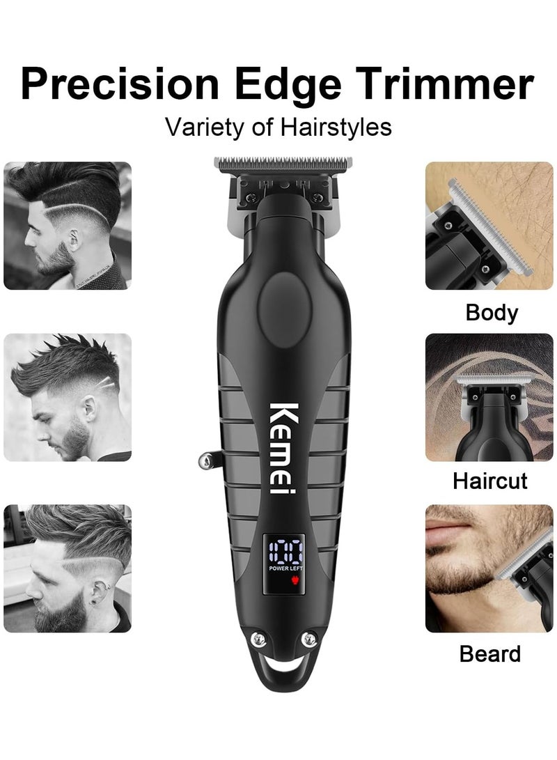 كيمي مقص شعر احترافي للرجال 2293 ماكينة حلاقة كهربائية بشفرة T قابلة لإعادة الشحن بدون سلك مع شاشة LED KM-2293 - Image 5