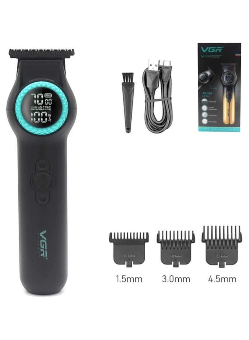 V-990 8000 RPM 2-Speed ​​Professional Hair Clipper, Ceramic Blade, Digital Display, 2000mAh Lithium Battery, Corded/Cordless, USB Type-C Charging