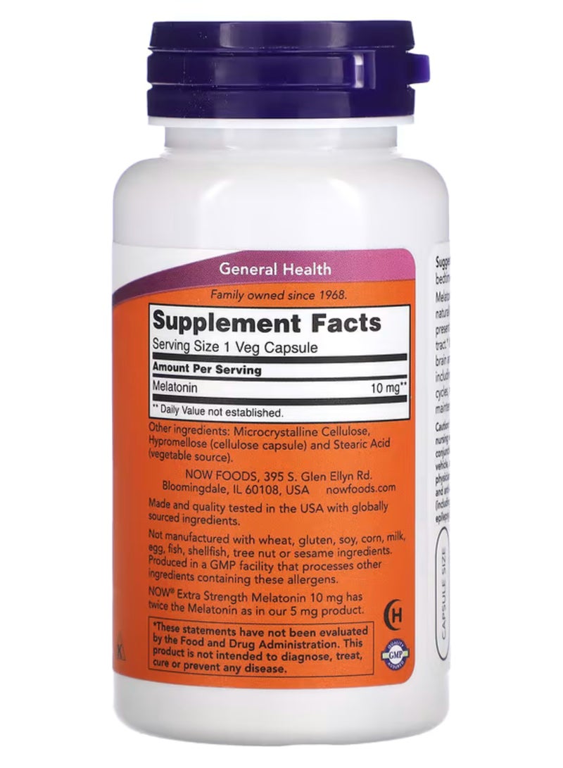 Now Foods, Melatonin, Extra Strength, 10 mg, 100 Veg Capsules