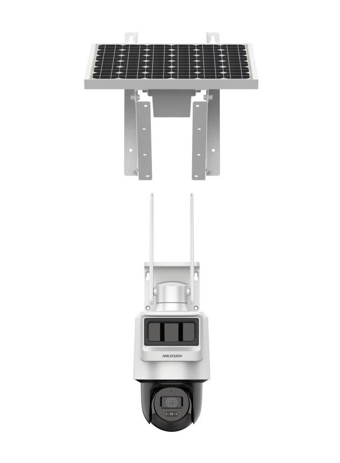 HIKVISION - 2MP Solar-Powered PT Security Camera, 4G LTE, Dual PIR & Radar Detection, 30m IR Range, Supports Up to 512GB On-Board Storage, H.265/H.264 Compression, Two-Way Audio, IP66 Weatherproof, 0°-340° Pan, 0°-80° Tilt, 2.8mm Fixed Lens, Motion Detection & Alarm | DS-2DE2C200IWG-K/4G/C05S10 - Image 1