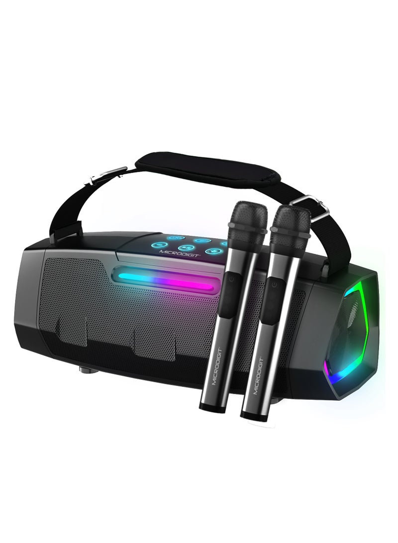 ميكرو ديجيت سماعة بلوتوث لاسلكية متميزة بقوة 40 واط مع ميكروفونين لاسلكيين مع صوت فائق وضوء RGB LED MD679PS - Image 1