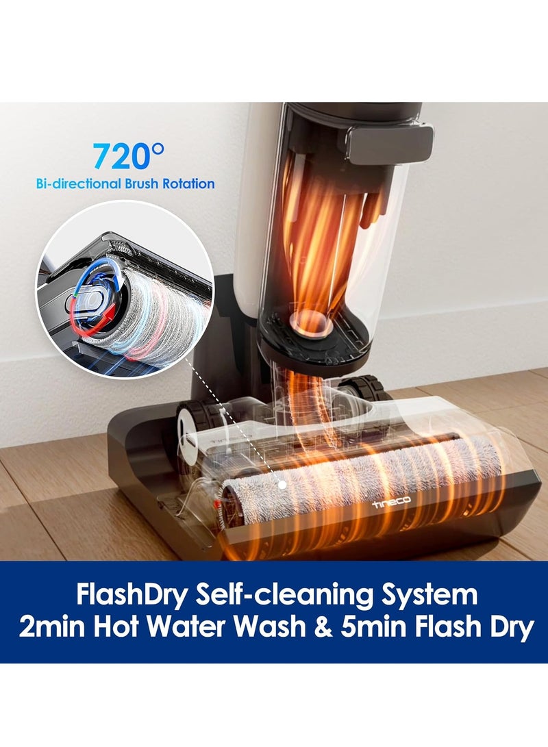 Tineco - FLOOR ONE S7 FlashDry Smart Cordless Wet Dry Vacuum Cleaner, Long Runtime, Great for Sticky Messes, Self-cleaning, 158℉Hot Air FlashDrying, Dual-sided Edge Cleaning, Extended Battery Lifespan 250 W Tineco FLOOR ONE S7 FlashDry black - Image 1