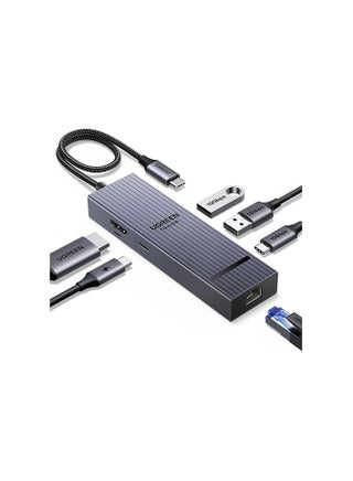Revodok 6 in 1 USB C Hub Gigabit Ethernet Adapter with 4K 60Hz HDMI, 100W PD Charging, 10Gbps USB A&C 3.2 Data Ports Compatible with Mac M1, M2, M3, iPad, iPhone 15 Pro/Pro Max, Steam Deck Grey - pnsku/N70157002V/45/_/1740563278/5833c82d-0014-4c31-8031-a7c1cefcd7a4