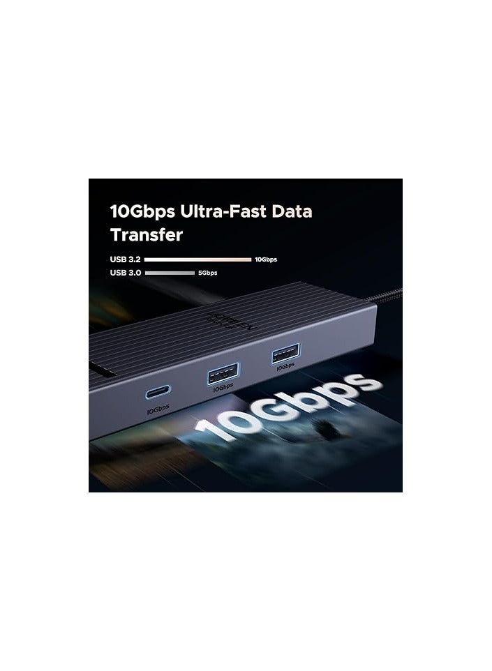 Revodok 6 in 1 USB C Hub Gigabit Ethernet Adapter with 4K 60Hz HDMI, 100W PD Charging, 10Gbps USB A&C 3.2 Data Ports Compatible with Mac M1, M2, M3, iPad, iPhone 15 Pro/Pro Max, Steam Deck Grey