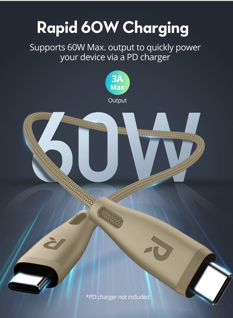 راف باور كابل Type-C إلى Type-C بطول 1.20م 60W - Image 1