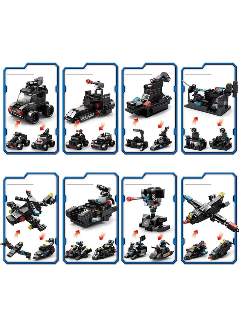 Rock Pow City Police Station Building Kit, Building Block Robot 27 in1 SWAT Police Command Truck Building Kit for Kids City Helicopter Bricks Kit Educational Toys for Boy 6-12 Years Old 585PCS  - Image 4