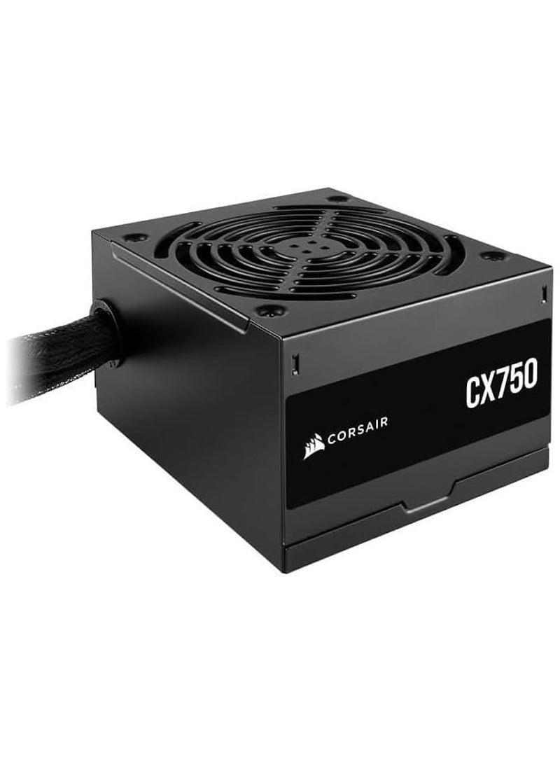 CORSAIR CX Series CX750, 750 Watt 80 PLUS Bronze ATX Power Supply - Low Noise, Sheathed Cables, Non-Modular, EU | Black  - Image 1