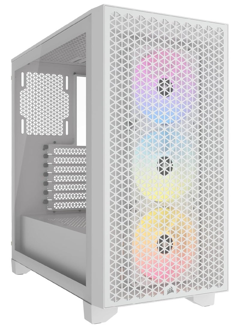 CORSAIR 3000D RGB Airflow Mid-Tower PC Case - White - 3X AR120 RGB Fans - Four-Slot GPU Support – Fits up to 8X 120mm Fans - High Airflow Design - Image 1