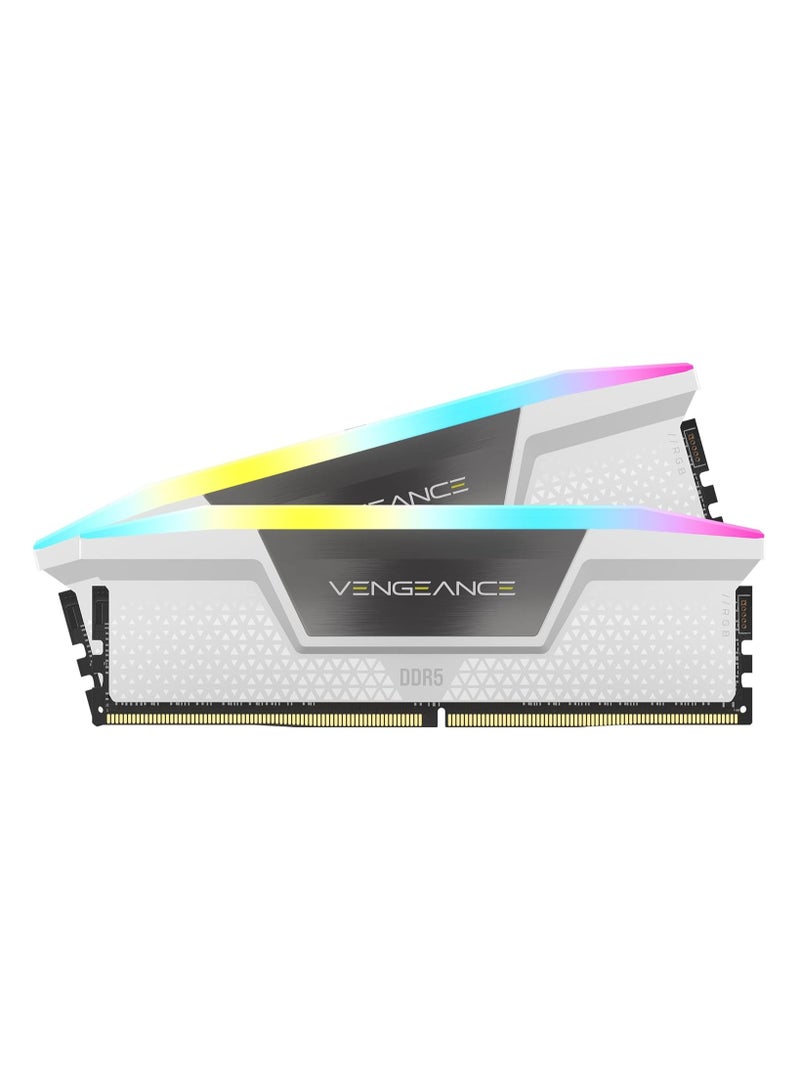 كورسير Vengeance RGB 32GB (2x16GB) DDR5 DRAM 5200MHz CL40 Intel XMP iCUE Compatible Memory - CMH32GX5M2B5200C40W | White  - Image 1