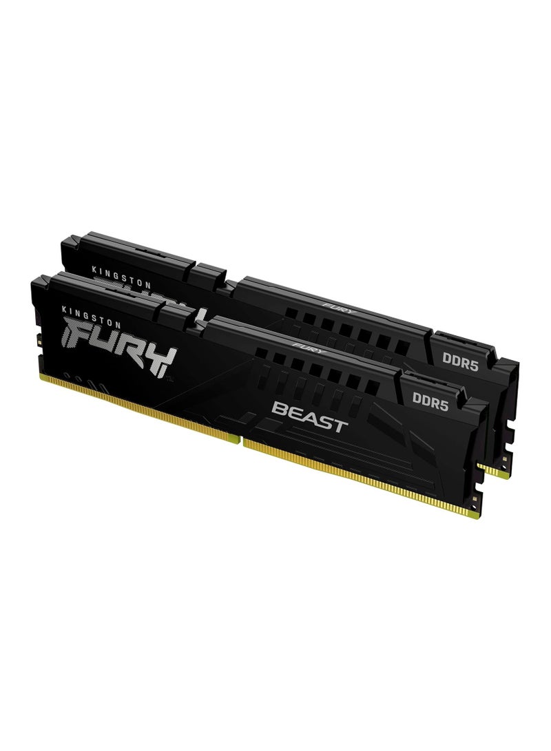 كينغستون Fury Beast 32GB (2x16GB) DDR5 6000MT/s CL30 DIMM (Kit of 2) Desktop Gaming Memory Black - KF560C30BBEK2-32 | Black  - Image 1