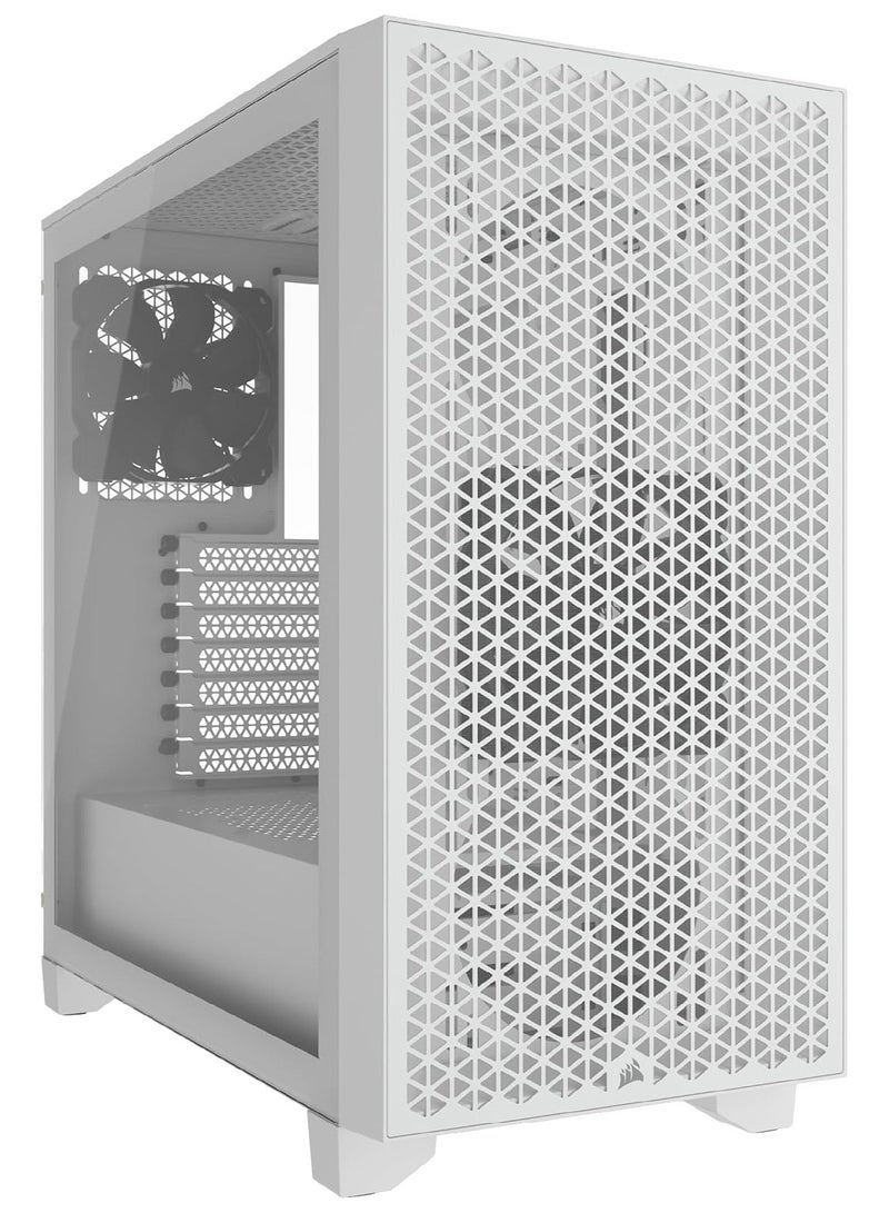 كورسير 3000D Airflow Mid-Tower PC Case - White - 2X SP120 Elite Fans - Four-Slot GPU Support – Fits up to 8X 120mm Fans - High-Airflow Design  - Image 1