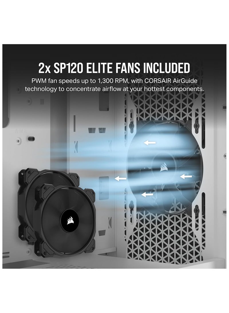 كورسير 3000D Airflow Mid-Tower PC Case - White - 2X SP120 Elite Fans - Four-Slot GPU Support – Fits up to 8X 120mm Fans - High-Airflow Design  - Image 4