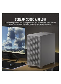 كورسير 3000D Airflow Mid-Tower PC Case - White - 2X SP120 Elite Fans - Four-Slot GPU Support – Fits up to 8X 120mm Fans - High-Airflow Design  - Image 2