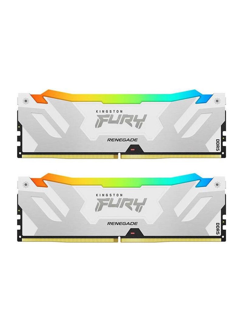 كينغستون Fury Renegade RGB 32GB (2x16GB) 7200MT/s CL38 DDR5 DIMM, Infrared Syncing, Fury CTRL Software, Overclocking, Intel XMP 3.0, Kit of 2 - KF572C38RWAK2-32 | White  - Image 2
