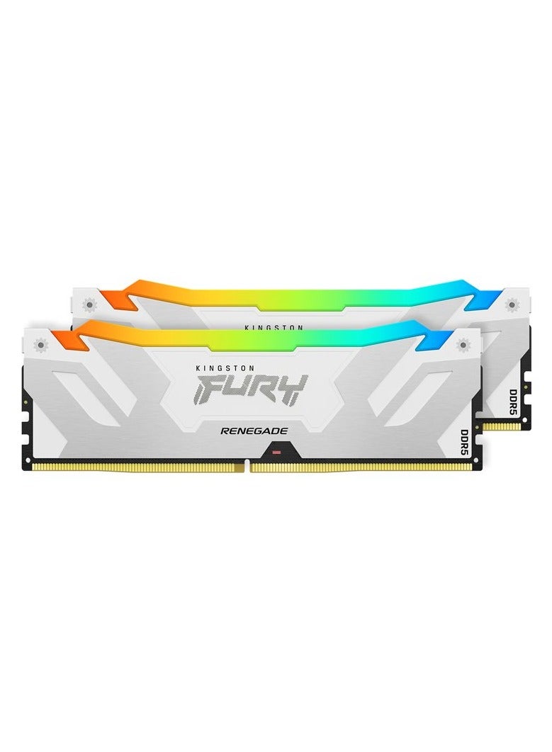كينغستون Fury Renegade RGB 32GB (2x16GB) 7200MT/s CL38 DDR5 DIMM, Infrared Syncing, Fury CTRL Software, Overclocking, Intel XMP 3.0, Kit of 2 - KF572C38RWAK2-32 | White  - Image 3