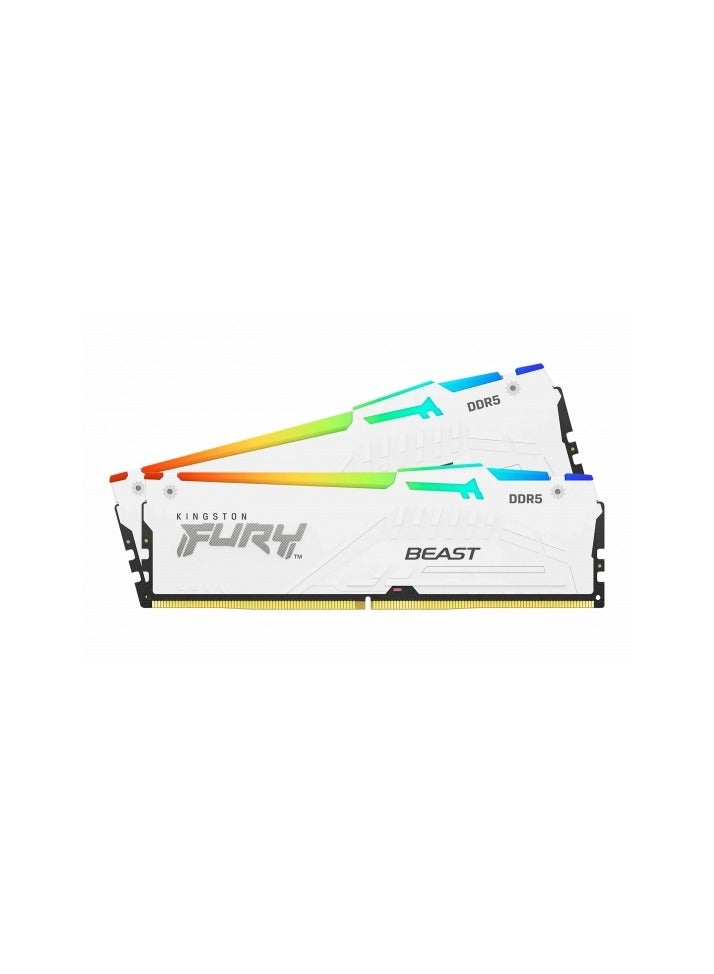 كينغستون Fury Beast RGB XMP 32GB (2x16GB) 5200MT/s DDR5 CL40 DIMM Desktop Gaming Memory Kit - KF552C40BWAK2-32 | White  - Image 3