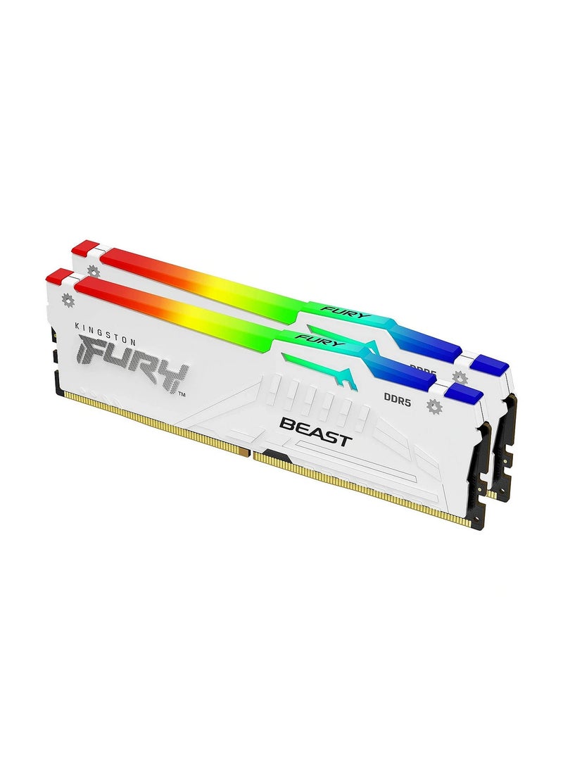 كينغستون Fury Beast RGB XMP 32GB (2x16GB) 5200MT/s DDR5 CL40 DIMM Desktop Gaming Memory Kit - KF552C40BWAK2-32 | White  - Image 2