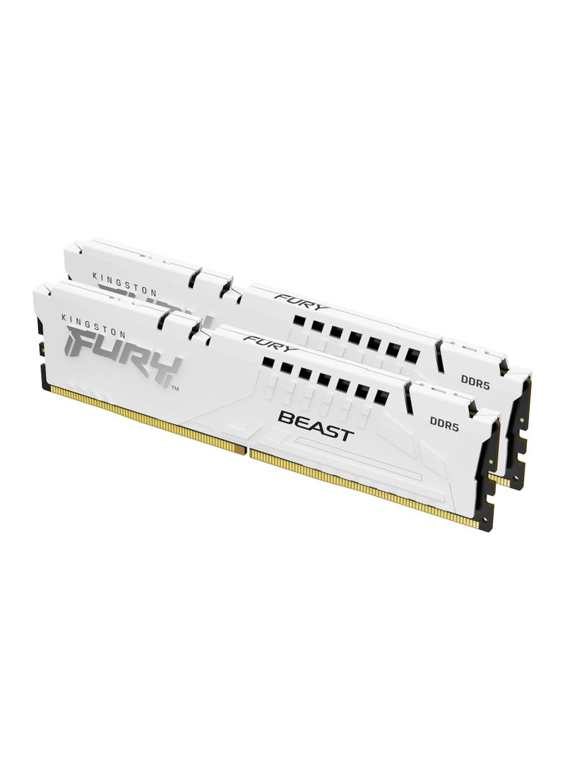 Kingston - Fury Beast 32GB 6000MT/s DDR5 CL36 DIMM (2x16GB) Desktop Gaming Memory Kit - KF560C36BWE2K2-32 | White - Image 1
