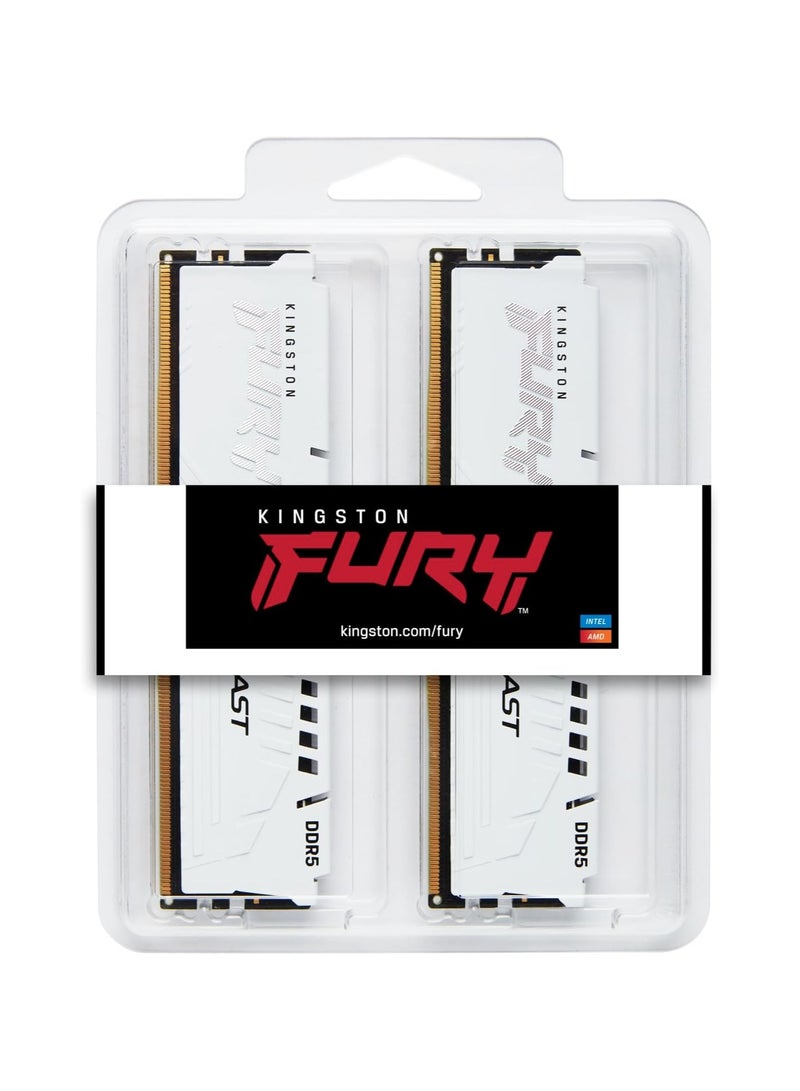 Kingston - Fury Beast 32GB 6000MT/s DDR5 CL36 DIMM (2x16GB) Desktop Gaming Memory Kit - KF560C36BWE2K2-32 | White - Image 1