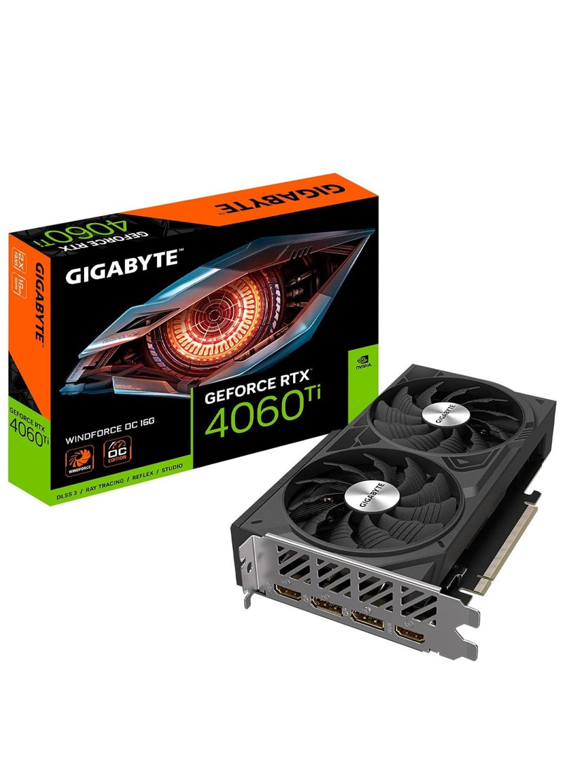 GIGABYTE GeForce RTX 4060 Ti WINDFORCE OC 16G Graphics Card, 2X WINDFORCE Fans, 16GB 128-bit GDDR6, GV-N406TWF2OC-16GD Video Card - Image 1