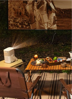 Yaber Portable Projector (BUILT-IN BATTERY ), with Dual JBL Speakers 5W, with USB dongle Android TV, Auto Focus  and Auto keystone correction, support Alexa and NFC T2 PLUS Beige  - Image 1