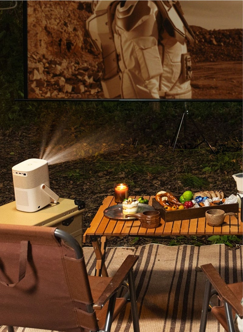 Yaber - Portable Projector (BUILT-IN BATTERY ), with Dual JBL Speakers 5W, with USB dongle Android TV, Auto Focus  and Auto keystone correction, support Alexa and NFC T2 PLUS Beige - Image 1