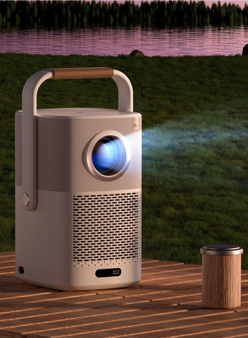 Yaber - Portable Projector (BUILT-IN BATTERY ), with Dual JBL Speakers 5W, with USB dongle Android TV, Auto Focus  and Auto keystone correction, support Alexa and NFC T2 PLUS Beige - Image 1