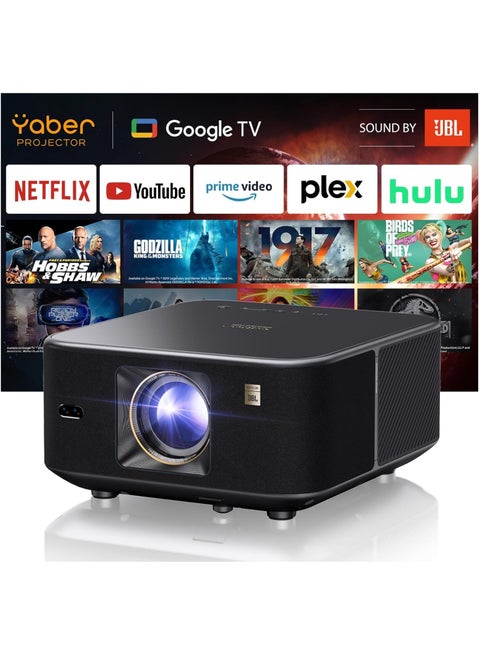 Smart Projector, 1600 ANSI with Dual JBL Speakers 15W, with Bulit in Android TV, Auto Focus  and Auto keystone correction, support Alexa and NFC K3 Black