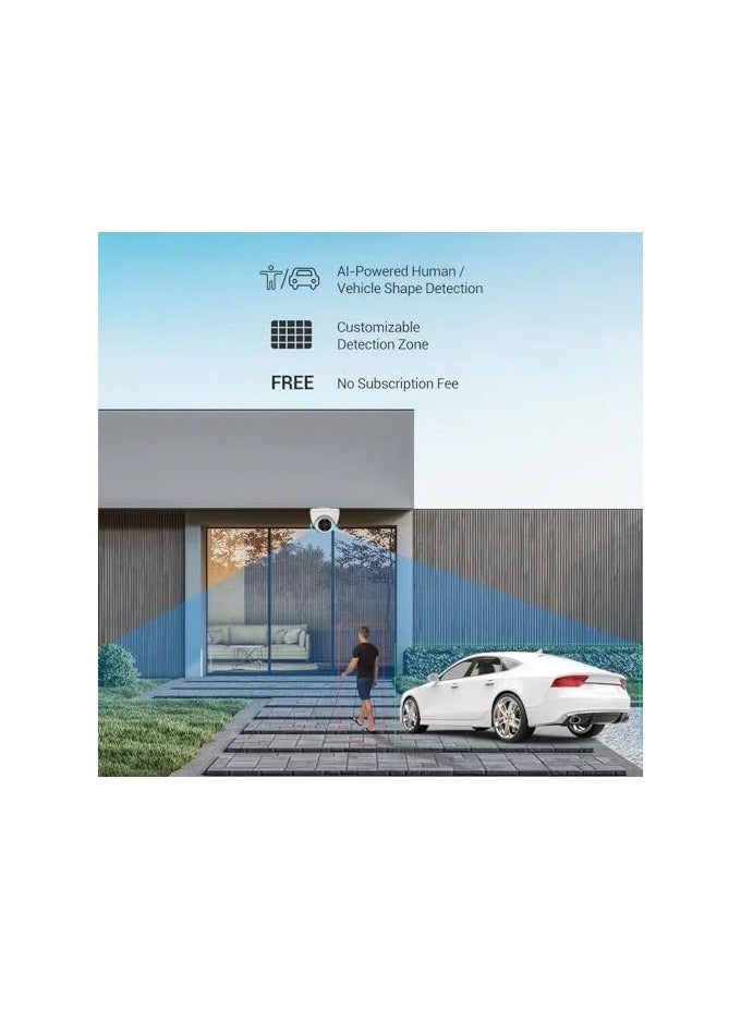 EZVIZ - EZVIZ H4 2K Wi-Fi Smart Home Camera, AI-Powered Human / Vehicle Shape Detection, Active Defense with Siren and Strobe Light, Color Night Vision, Two-Way Calling, IP67 | CS-H4 - Image 1
